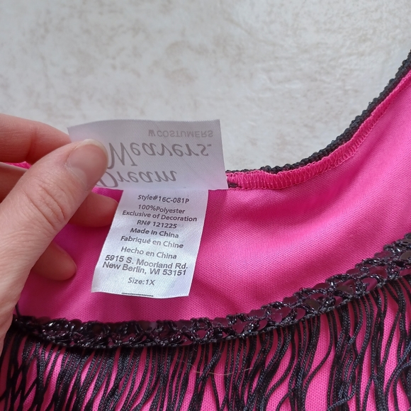 Dream Weaver Pink & Black Fringe Flapper Dress 1X - Picture 7 of 9